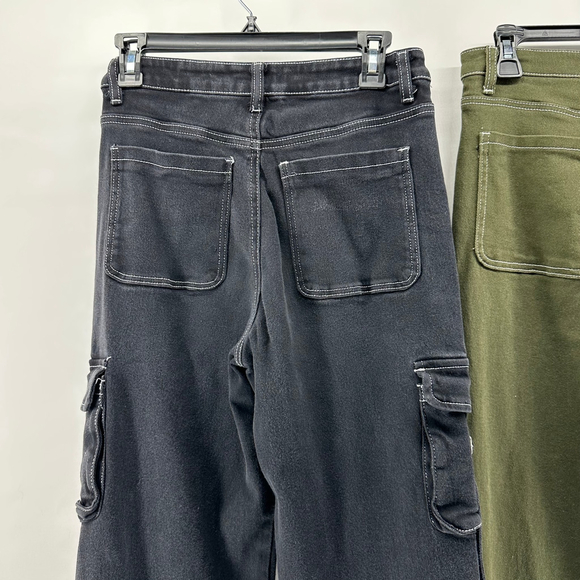 HOT TOPIC Y2K Black Cargo Jeans JR GIRLS TEEN 5 Baggy Punk Goth Steam Grunge LOT - Picture 8 of 11